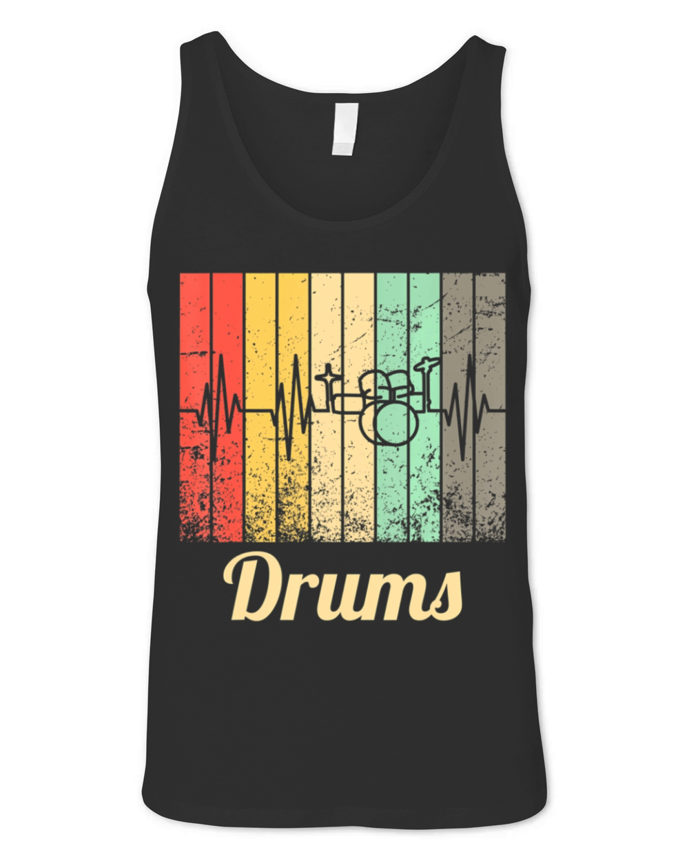 Cool Drum Kit Percussion Vintage Retro Drummer Unisex Jersey Tank