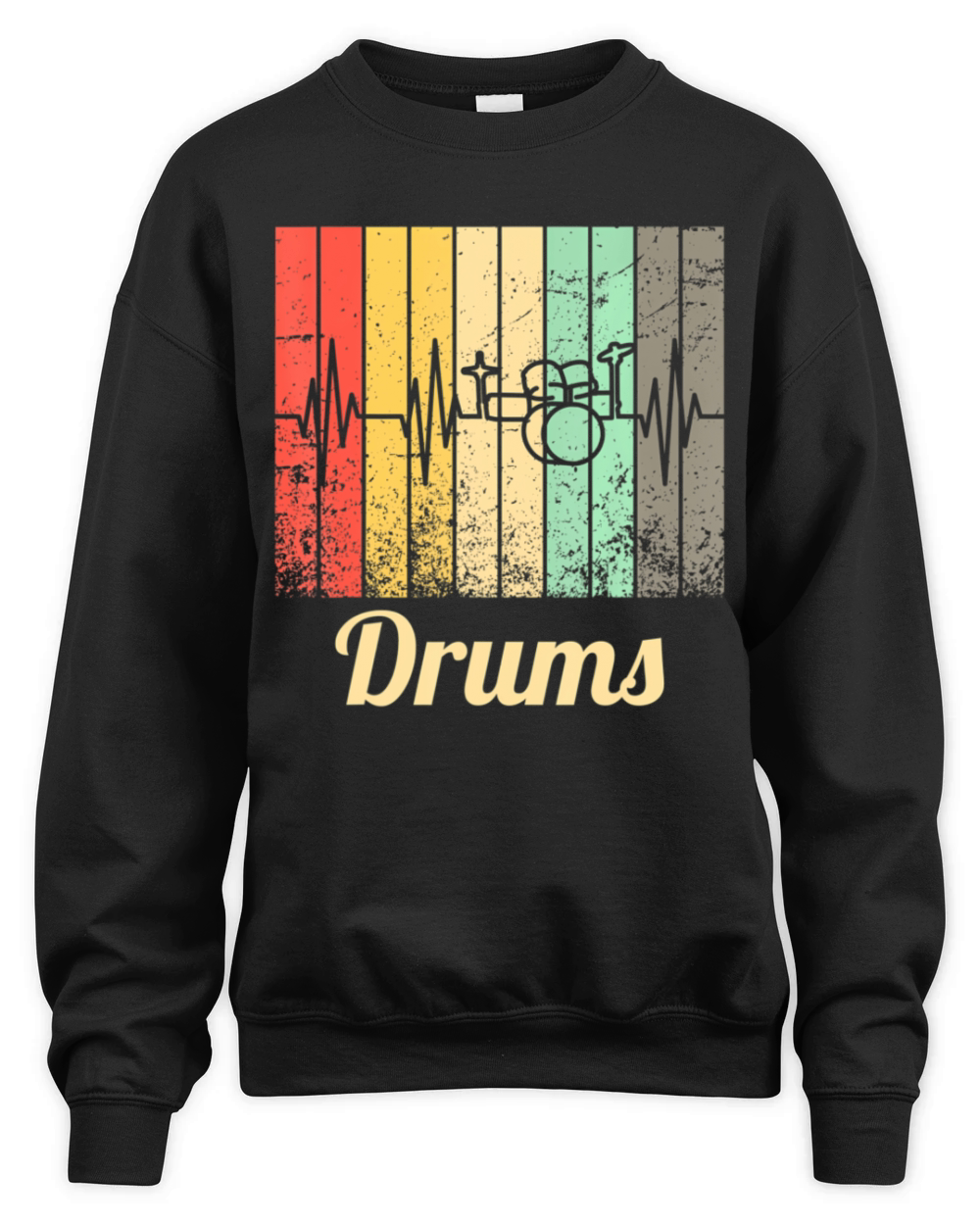 Cool Drum Kit Percussion Vintage Retro Drummer Unisex Premium Crewneck Sweatshirt