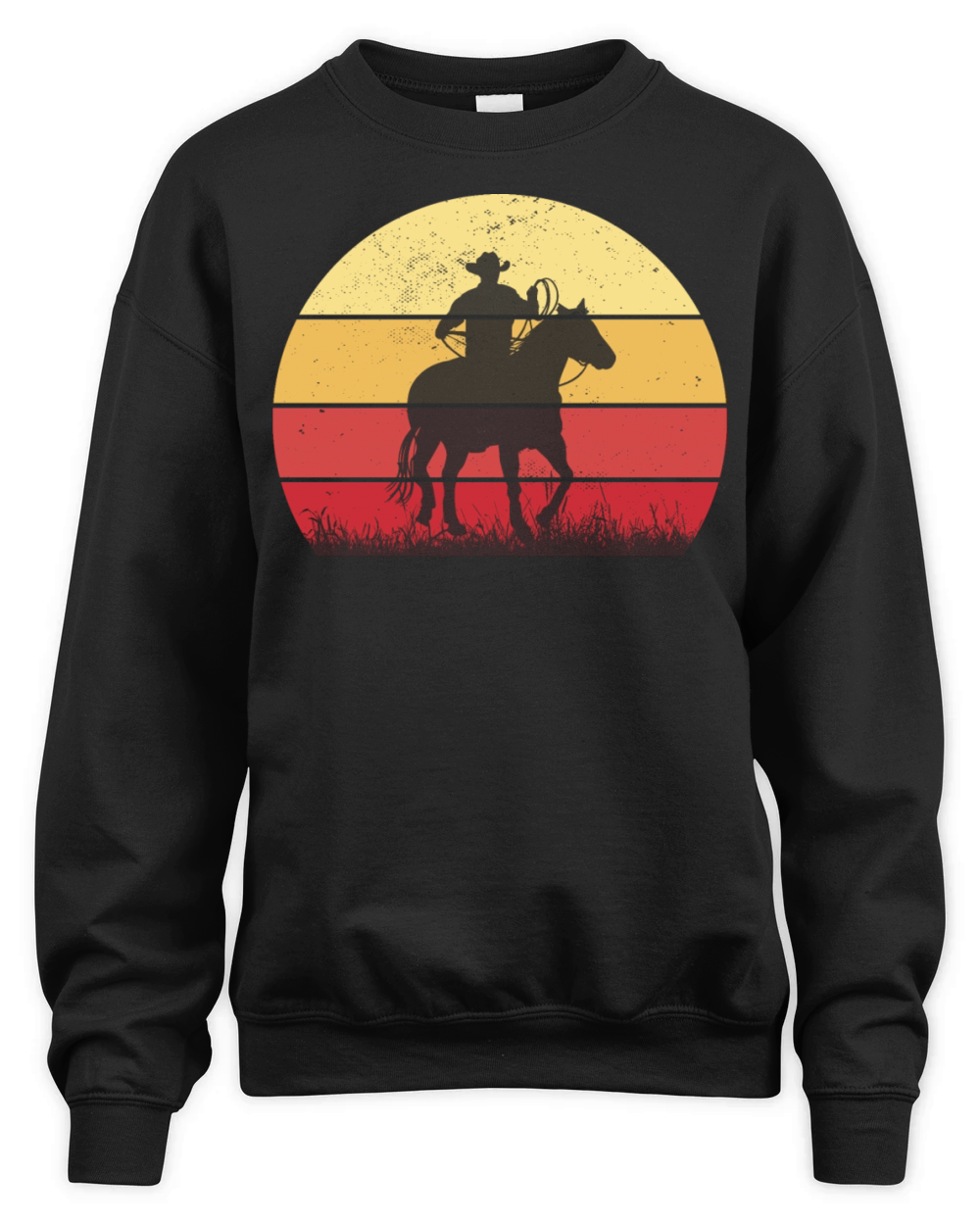 Cowboy Riding a Horse Vintage Sunset Horse Lover Unisex Premium Crewneck Sweatshirt