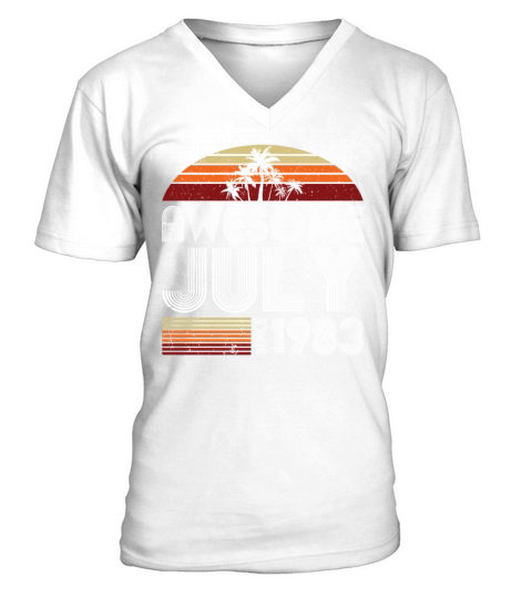 40th birthday july 1983 awesome since 1983 V-Neck T-shirt