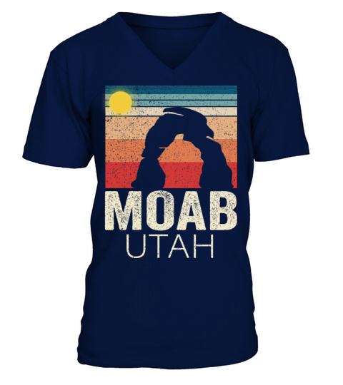 Moab Utah Retro Sunset Vintage Road Moab City V-Neck T-shirt