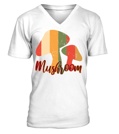 Mushroom Vintage Distressed V-Neck T-shirt
