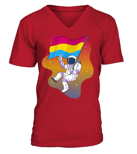 Pansexual Pride Pan Flag Space Astronaut Subtle V-Neck T-shirt