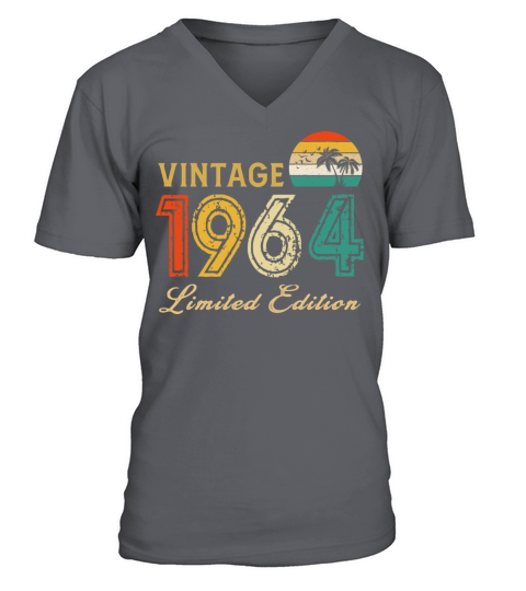 Vintage 1964 Limited Edition Made In 1964 Birthday V-Neck T-shirt