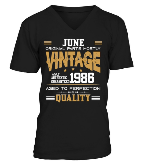 Vintage Aged To Perfection June 1986 V-Neck T-shirt