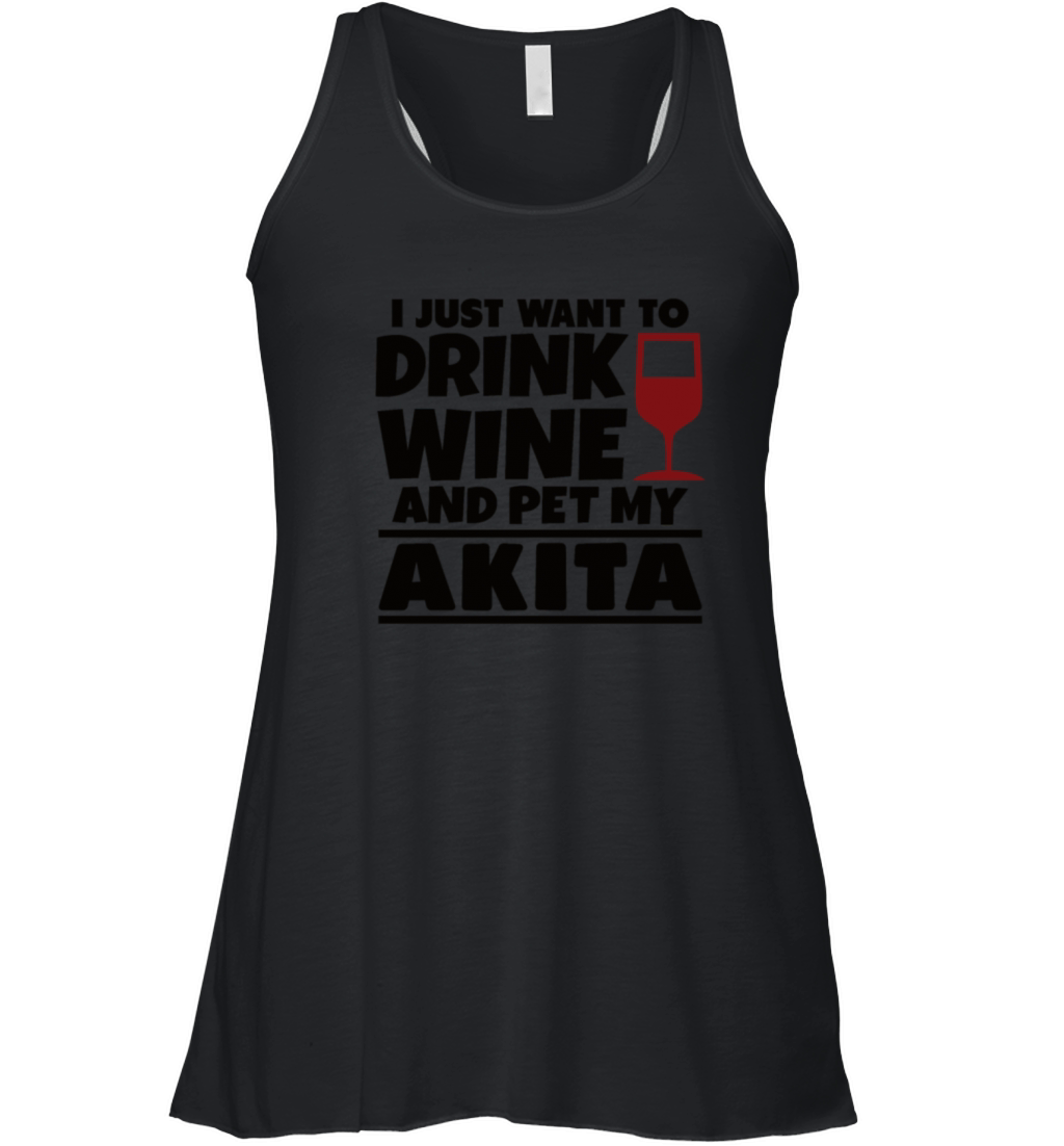 Akita wine dog owner wine lover dog breed Women's Flowy Tank Top