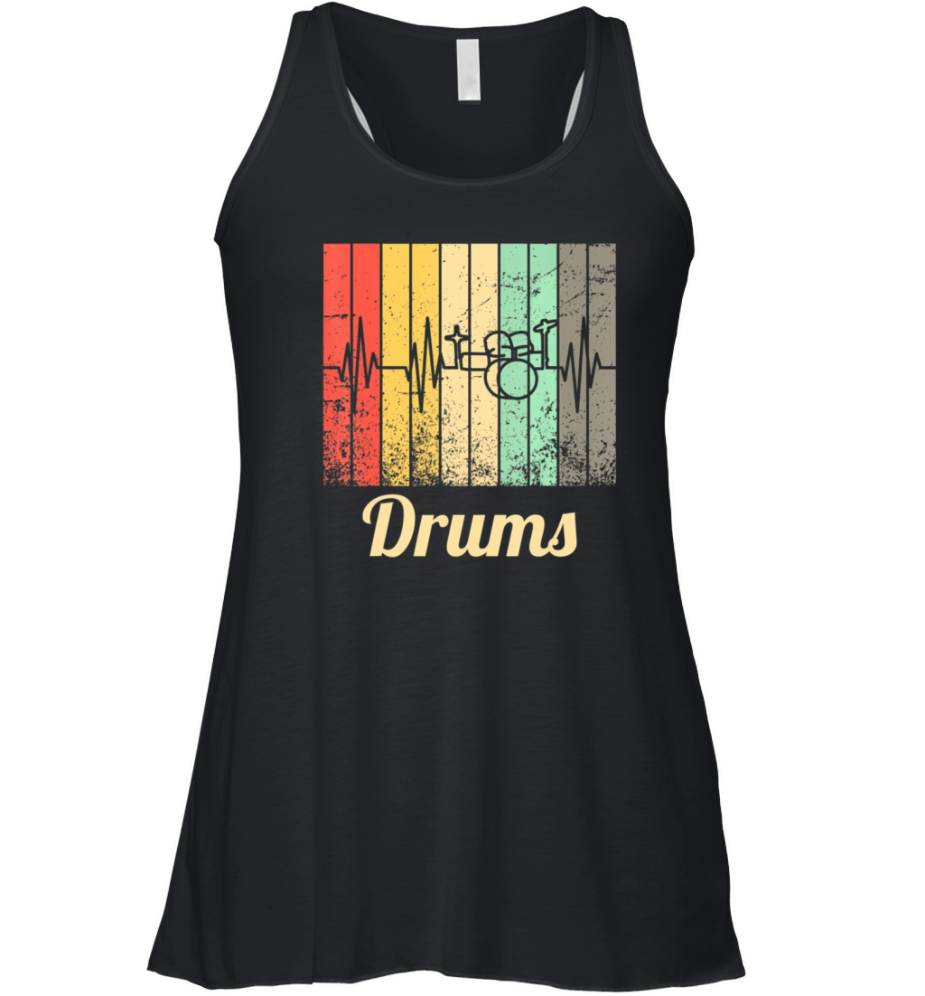 Cool Drum Kit Percussion Vintage Retro Drummer Women's Flowy Tank Top