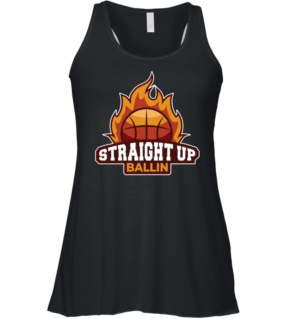 Straight Up Ballin A Basketball On Fire With The Women's Flowy Tank Top