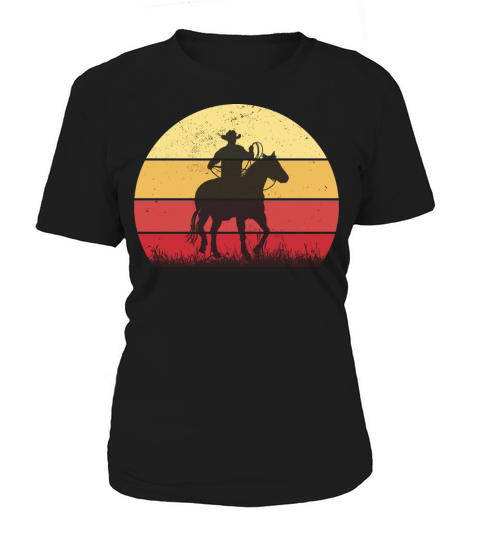 Cowboy Riding a Horse Vintage Sunset Horse Lover Women's T-Shirt