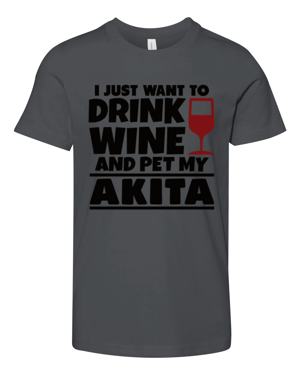 Akita wine dog owner wine lover dog breed Youth Unisex Jersey Tee