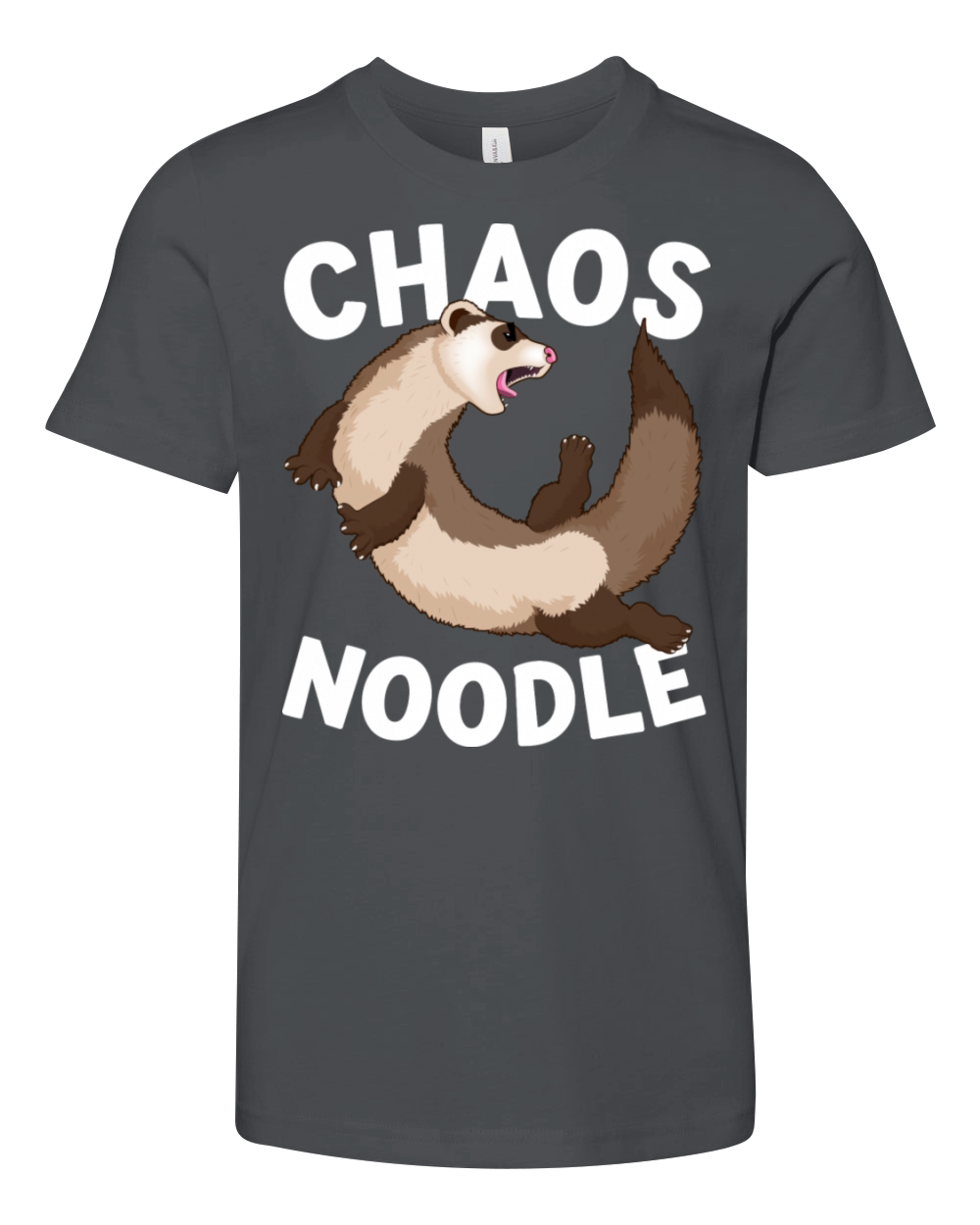 Chaos Noodle Chaotic Ferret Pun Parody Youth Unisex Jersey Tee