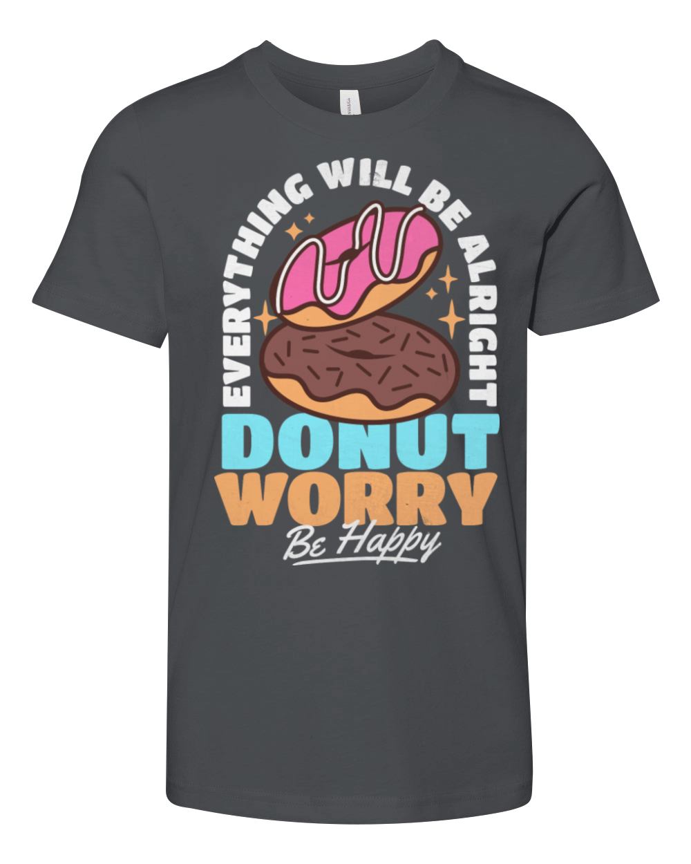 Donut Worry Everything Will Be Alright Vintage Youth Unisex Jersey Tee