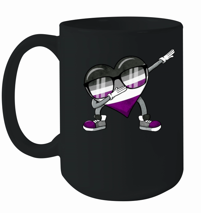 Asexual Pride Ace Flag Dabbing Heart Sublte LGBTQ Ceramic Mug