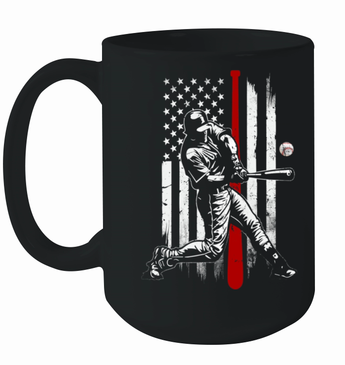 Baseball American USA flag Patriotic Vintage Ceramic Mug