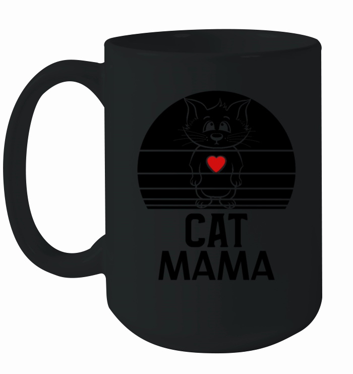 Retro Cat Mama Vintage Eighties Style Distressed Ceramic Mug
