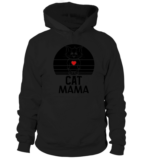 Retro Cat Mama Vintage Eighties Style Distressed Hoodie Unisex