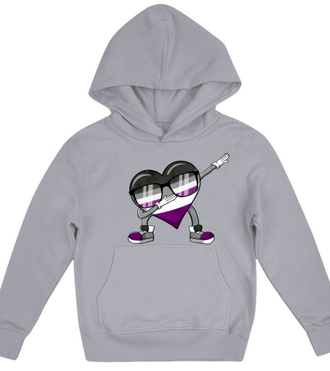 Asexual Pride Ace Flag Dabbing Heart Sublte LGBTQ Kids Hoodie