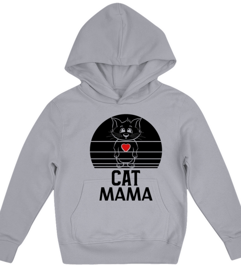Retro Cat Mama Vintage Eighties Style Distressed Kids Hoodie