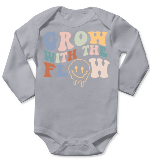 Grow With The Flow 70s Boho Peace Hippie Gift Long Sleeve Baby One-Piece