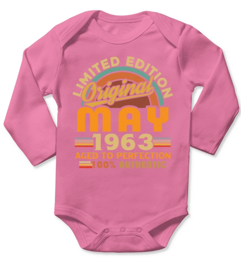 May 1963 Vintage Birthday Gift Long Sleeve Baby One-Piece