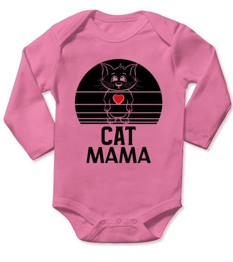 Retro Cat Mama Vintage Eighties Style Distressed Long Sleeve Baby One-Piece