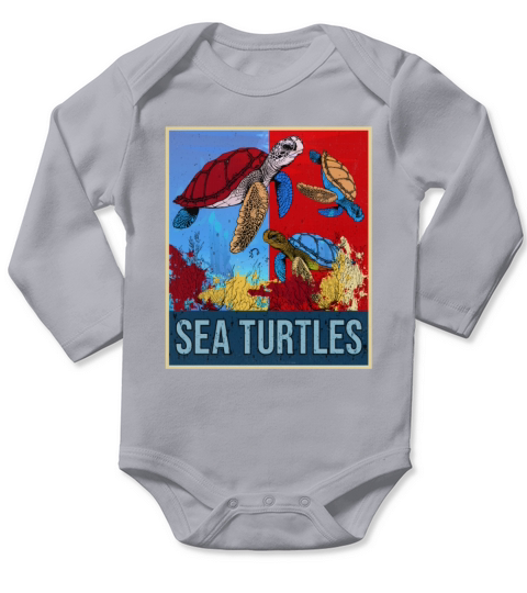 Retro Sea Turtles Gift Underwater Vintage Tortoise Long Sleeve Baby One-Piece