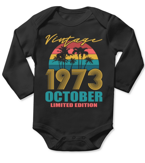 Vintage October 1973 Limited Edition Long Sleeve Baby One-Piece