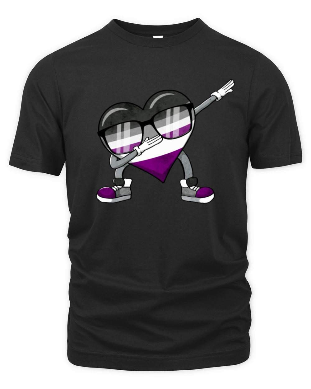 Asexual Pride Ace Flag Dabbing Heart Sublte LGBTQ Organic Unisex T-shirt