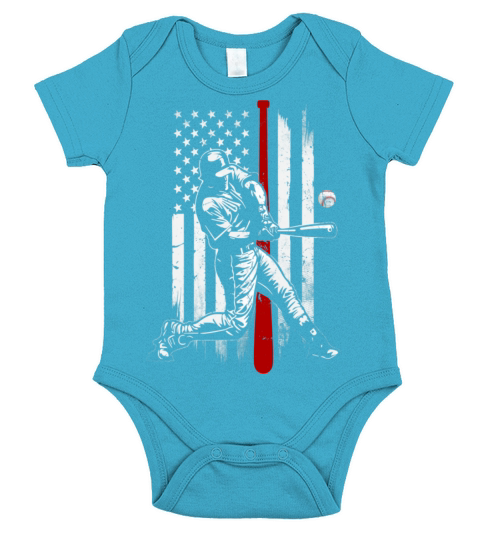 Baseball American USA flag Patriotic Vintage Short Sleeve Baby One-Piece
