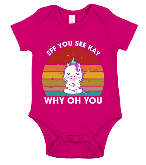 Eff You See Kay Why Oh You Unicorn Retro Vintage Short Sleeve Baby One-Piece
