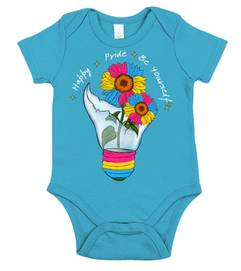 LGBTQ Pansexual Flag Sunflowers in a Light Bulb Short Sleeve Baby One-Piece