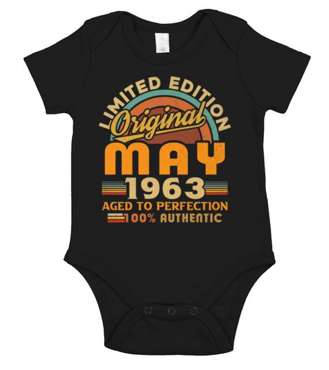May 1963 Vintage Birthday Gift Short Sleeve Baby One-Piece