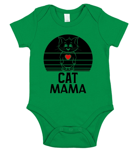 Retro Cat Mama Vintage Eighties Style Distressed Short Sleeve Baby One-Piece