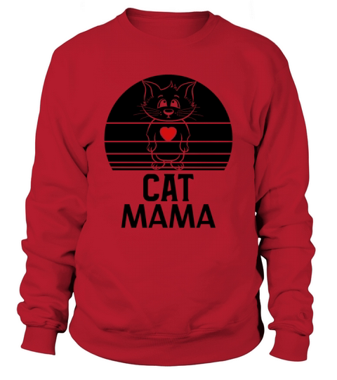 Retro Cat Mama Vintage Eighties Style Distressed Sweatshirt Unisex