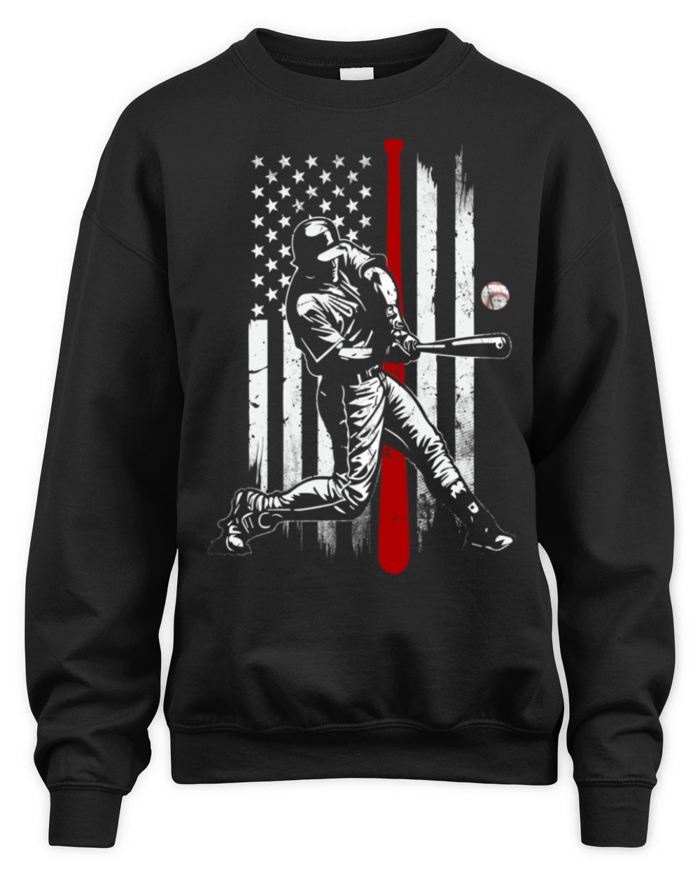 Baseball American USA flag Patriotic Vintage Unisex Premium Crewneck Sweatshirt