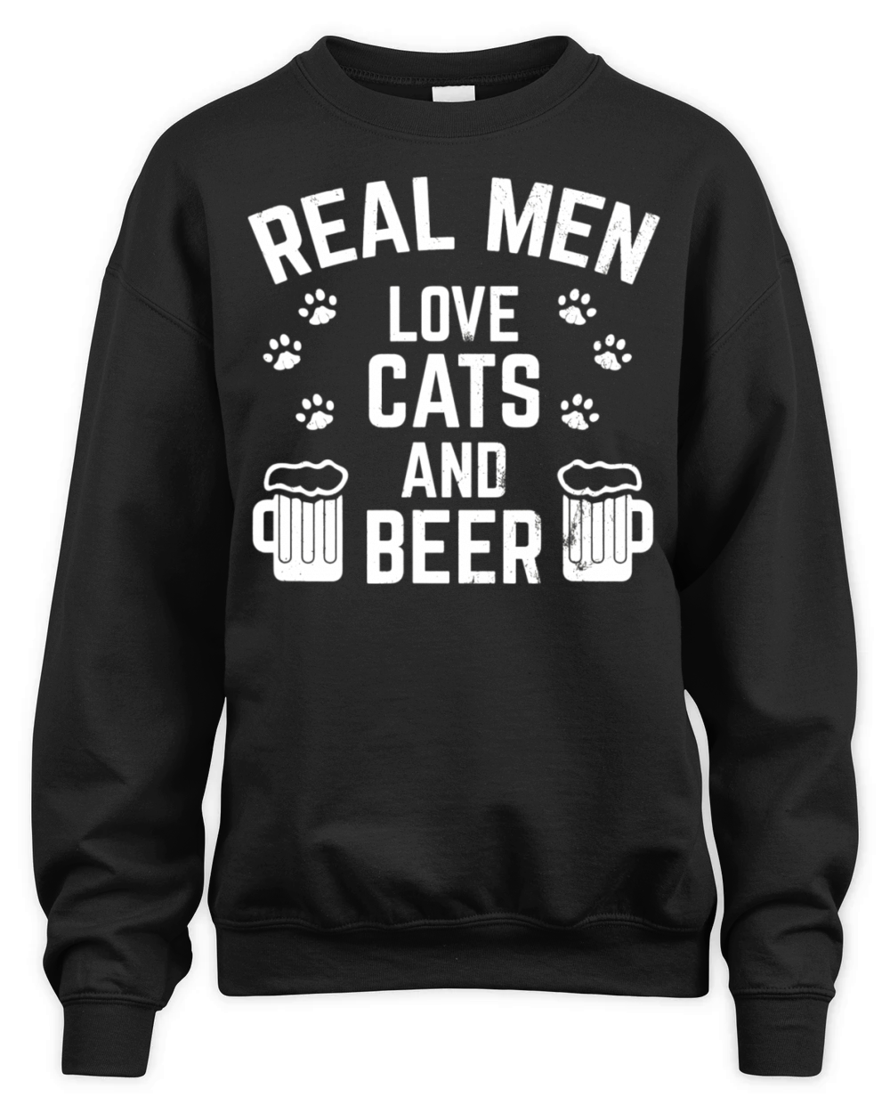 Real Men Love Cats And Beer Funny Unisex Premium Crewneck Sweatshirt