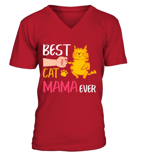 Best Cat Mama Ever Cute Cat Fist Bump Women Mother V-Neck T-shirt