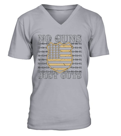 Corrections Officer No Guns Just Guts Prison Guard V-Neck T-shirt