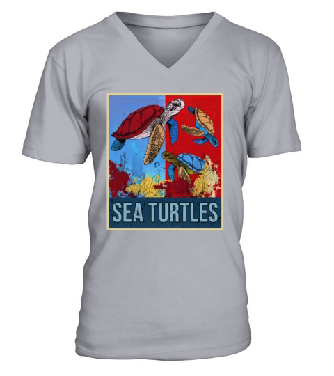 Retro Sea Turtles Gift Underwater Vintage Tortoise V-Neck T-shirt