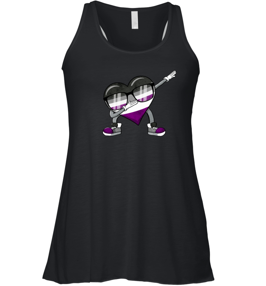 Asexual Pride Ace Flag Dabbing Heart Sublte LGBTQ Women's Flowy Tank Top