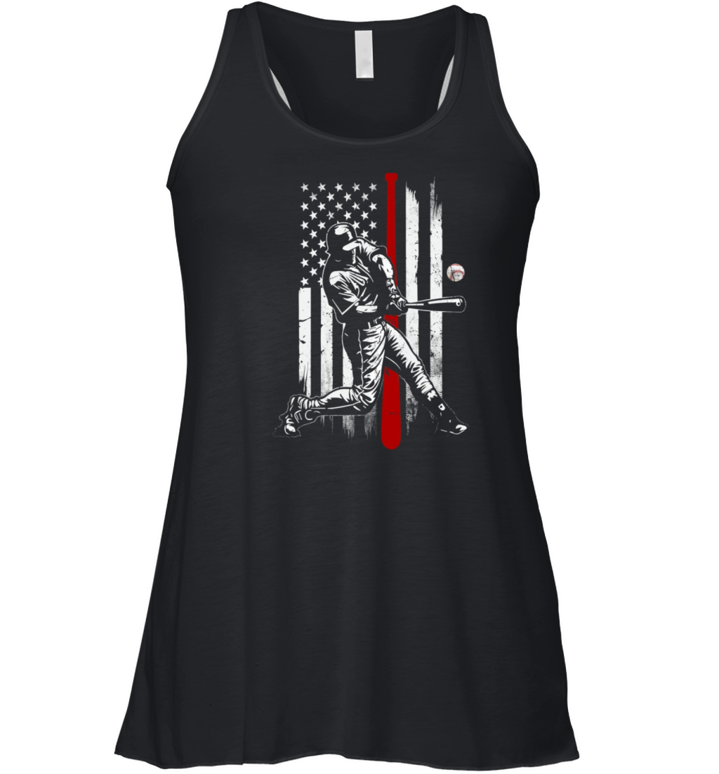Baseball American USA flag Patriotic Vintage Women's Flowy Tank Top