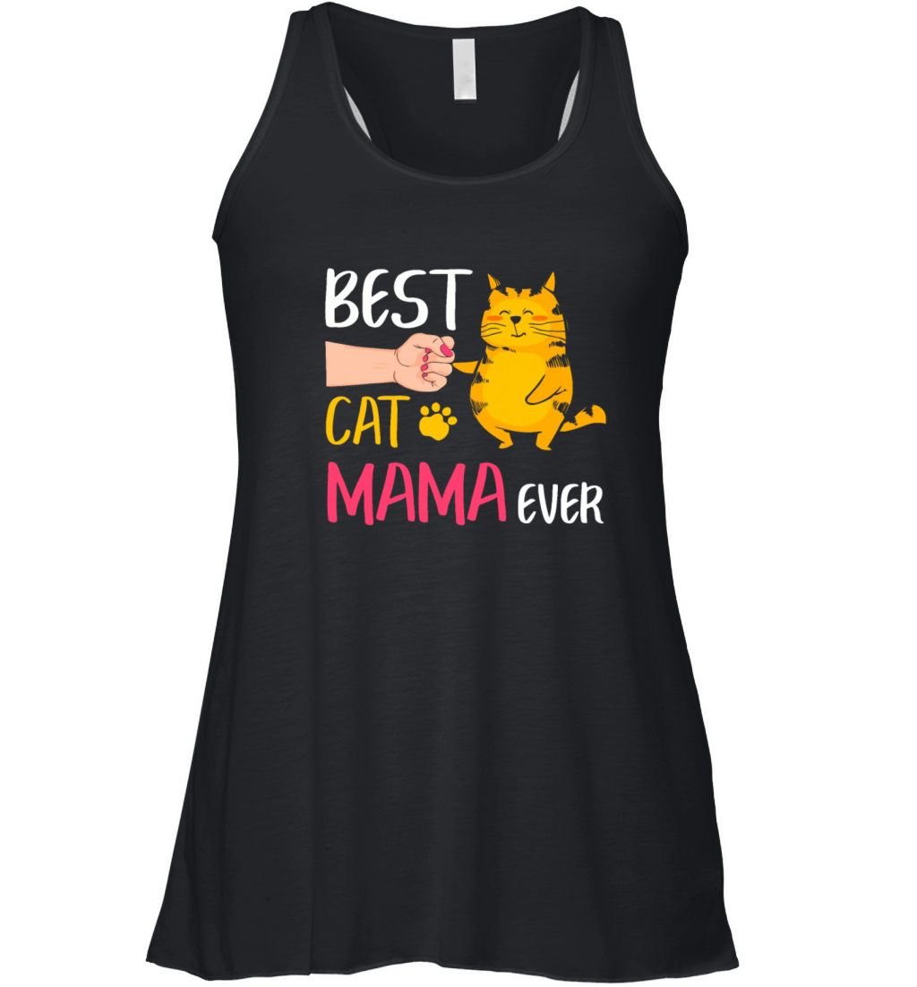 Best Cat Mama Ever Cute Cat Fist Bump Women Mother Women's Flowy Tank Top