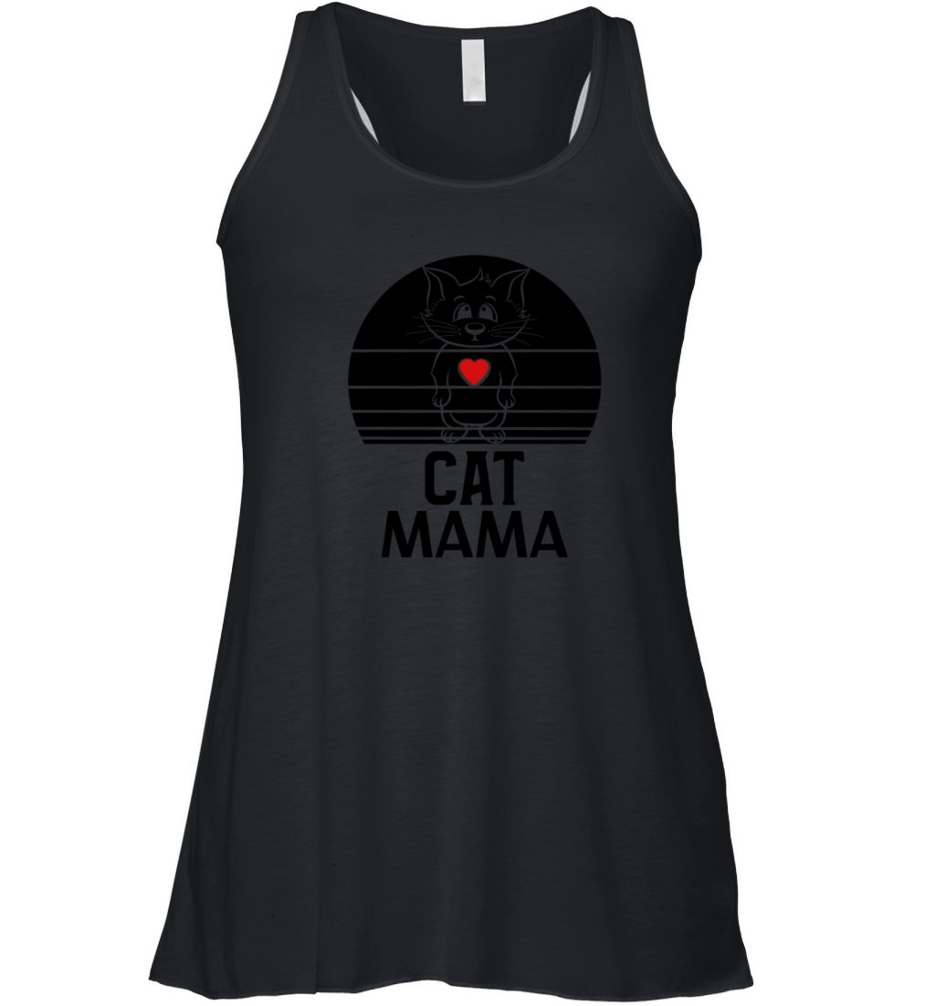 Retro Cat Mama Vintage Eighties Style Distressed Women's Flowy Tank Top