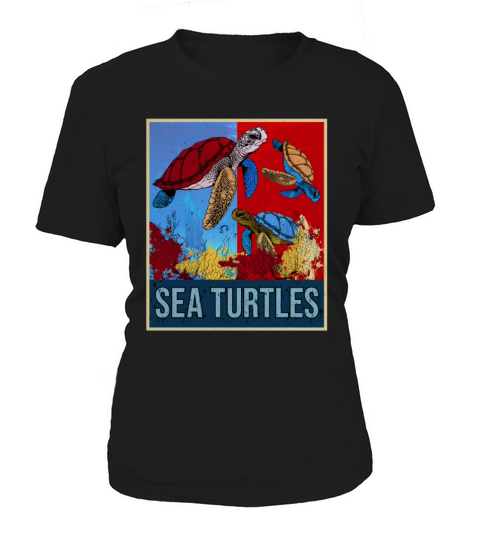 Retro Sea Turtles Gift Underwater Vintage Tortoise Women's T-Shirt