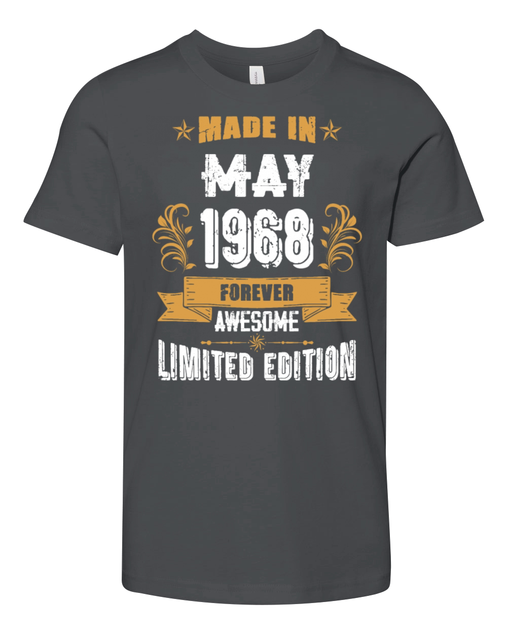 May 1968 Vintage Birthday Present Youth Unisex Jersey Tee