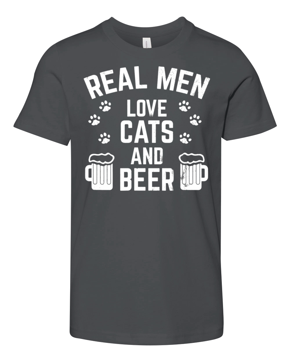 Real Men Love Cats And Beer Funny Youth Unisex Jersey Tee