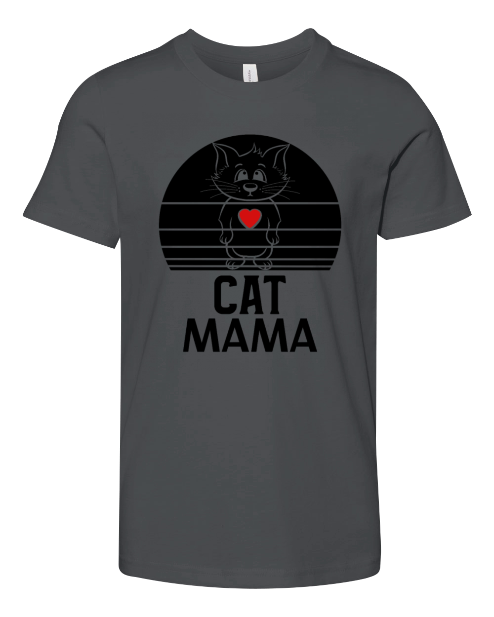 Retro Cat Mama Vintage Eighties Style Distressed Youth Unisex Jersey Tee