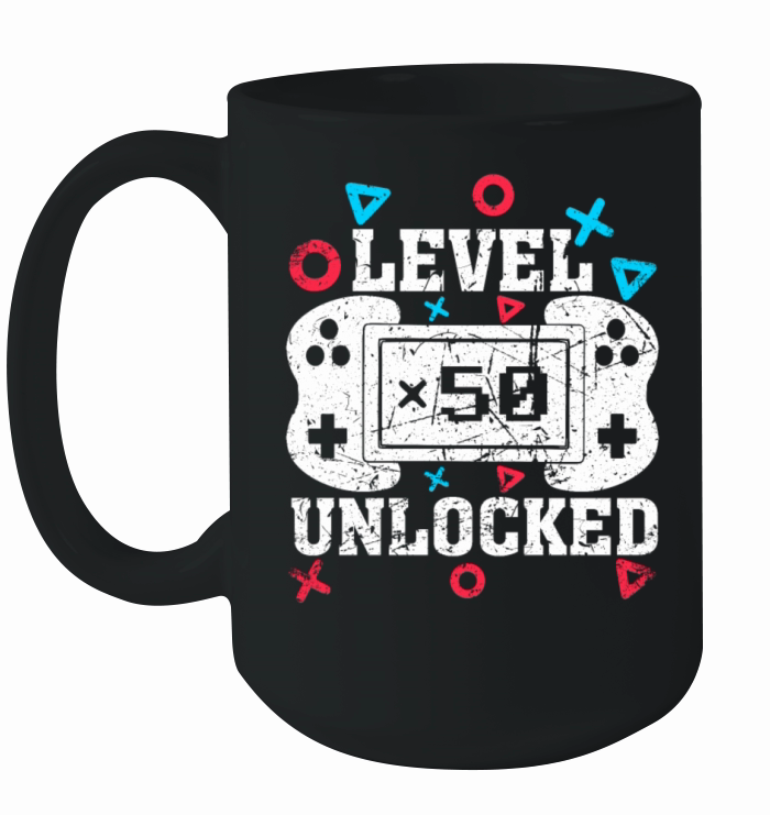 Vintage 50th Birthday Game Level 50 Unlocked 50 Ye Ceramic Mug