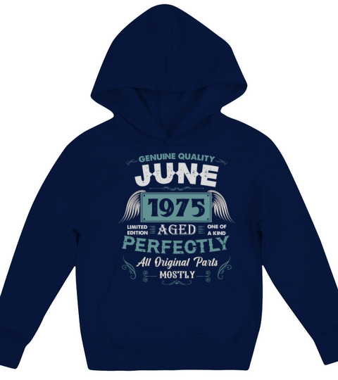 June 1975 Vintage Birthday Present Kids Hoodie