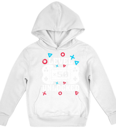 Vintage 50th Birthday Game Level 50 Unlocked 50 Ye Kids Hoodie
